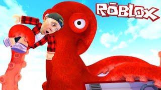 МОРСКОЙ МОНСТР ОСЬМИНОГ Напал на нас в ROBLOX! Убегаем от Него с Миланой Летсплей от FFGTV