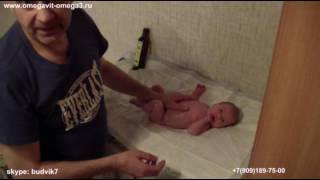 Массаж, с маслом ДКВ, младенца после душа (1 месяц от рождения)