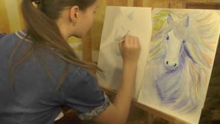 DIY! Как нарисовать красивую лошадь (акварель). DIY! Нow to draw a beautiful horse (watercolor).