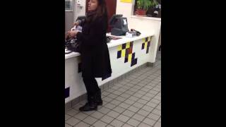 Lady doin the Pee-Pee dance lol