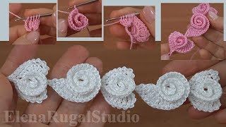 Объёмные сердечки и завитки крючком, мастер-класс Урок 181