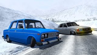ЗИМНИЙ ДРИФТ НА РУССКИХ МАШИНАХ в BEAMNG DRIVE + РУЛЬ