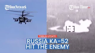 Ka-52 helicopter crew detected the movement of enemy and used guided missiles