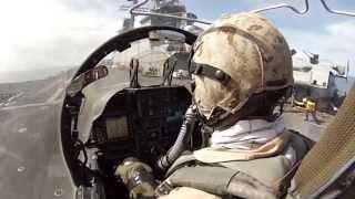 Вид из кабины штурмовика AV-8B Harrier II / Взлет и вертикальная посадка