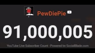 PewDiePie Reaches 91 Million + Chat Reaction! (Social Blade)