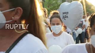 Locals gather outside presidential palace in tribute to murdered influencer Cristina Aranda
