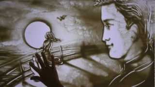 Love story. Artista show arena. Artista pionero en las técnicas del "Sand Art".