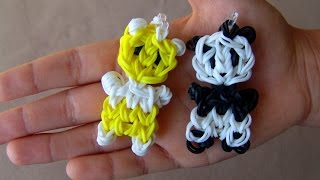 Как сделать чарм Панда из резинок. Rainbow loom bracelets. Charm Pands.