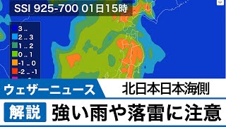 北日本日本海側 強い雨や落雷に注意