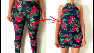 HACER VESTIDO SIN MÁQUINA Y TRANSFORMAR LEGGINS - CLOTHING HACKS, TRANSFORM YOUR CLOTHES