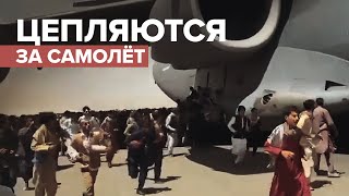 Жители Афганистана пытаются зацепиться за самолёт ВВС США — видео