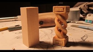 Hollow Spiral Whittler's Puzzle - Fun woodcarving project!!!