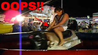 girl in A mini skirt ride's the bull!!!