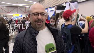 Russia: ROC team athletes return to Moscow after Beijing Olympics