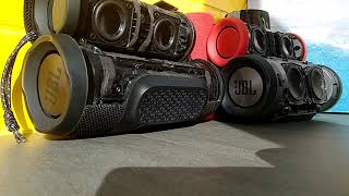 2x jbl charge 3 & 2x jbl Flip 4 bass test low freqency mode vs normal mode[Bad Karma(Bass Boosted)]