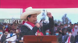 Peru: President Castillo takes symbolic oath of office during a ceremony in Ayacucho
