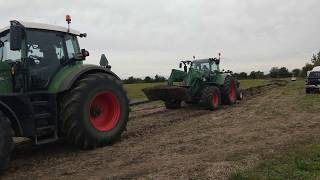 Fendt 822 and Fendt 718 pulling a Pull Type Soilmax Gold Digger installing 8 inch main
