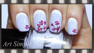 Обратный френч маникюр с сухоцветами | Dried Flower Nail Art - Reverse French