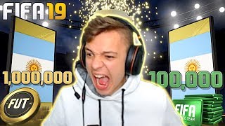 MY BEST PACK OPENING EVER!!! | 1 MILLION COINS & 100K FIFA POINTS! - FIFA 19