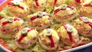 Como hacer Huevos rellenos con atún (facilisimo y rapido)