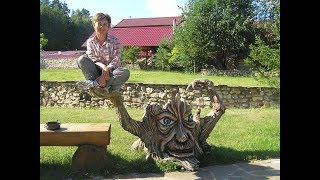 как  сделать  мусорку  в  виде  пня ,  бочки  из   арт   бетона  мастер  класс