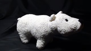 Вязаный медведь из мотива "Африканский цветок"  Knitted bear motif of "African Flower"