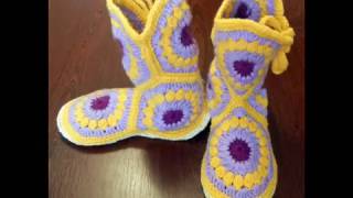 Вязанные домашние тапочки (Knitted slippers)