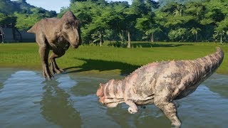 Ceratosaurus(Modified) VS T-Rex, Spinosaurus, I-Rex and Giganotosaurus - Jurassic World Evolution