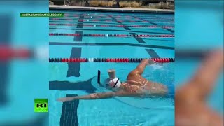 Olympic swimmer completes ‘got milk challenge’