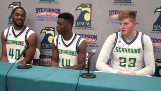 UNCW players Cedrick Williams, Malik Pugh and CJ Gettys