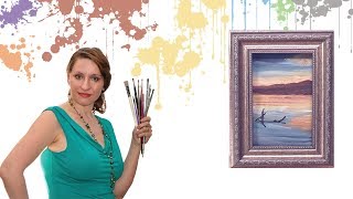 Как рисовать лодку на рассвете. Пейзаж гуашью или акрилом.