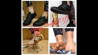 Crush chocolate Easter Rabbits and eggs wits sneakers and barefeet #LadyKati #crushfetish_8989