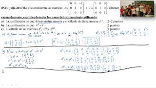 Álgebra. Pregunta PAU. 2bat ccnn2 039 julio 2017 b1. José Jaime Mas