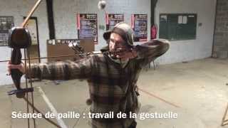 travail de la gestuelle du tir à l arc - séance de paille
