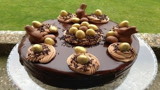 How To Decorate A Classic Easter Cake - طريقة تزيين أجمل كيك شوكولا لعيد الفصح