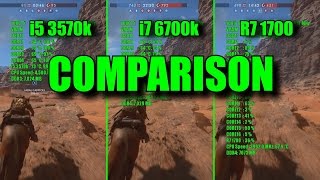 Battlefield 1 GTX 1080 Ti OC & Ryzen 7 1700 - i7 6700k - i5 3570k | 1080p | FRAME-RATE COMPARISON
