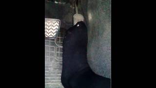 Black Pantyhose revving toyota
