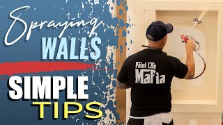 Spraying interior walls with and airless sprayer. Paint Sprayer Tips.