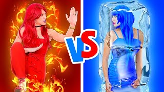 CEWEK API VS CEWEK ES! || Tantangan Makanan Panas Vs Dingin oleh 123 GO Like!