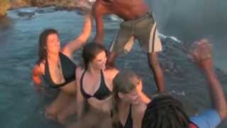 Girls defy death at Victoria Falls! Devil's Pool, Livingstone Island, Zambia