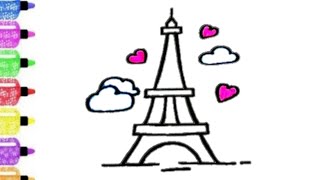 Belajar Menggambar dan Mewarnai Menara Eiffel Tower Paris