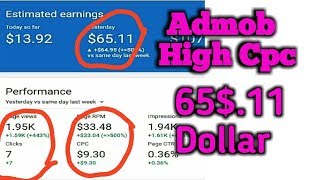 Admob High cpc 65.11$ 2018 Usa click bangladesh or any user 7 click 65$