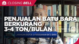 Dilarang Ekspor, Penjualan Batu Bara Berkurang 3-4 Juta Ton/Bulan