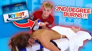 ICY HOT MASSAGE PRANK ON MY GIRLFRIEND!! (freak out!!)