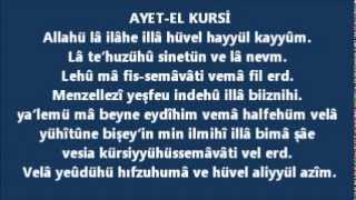 AYETEL KURSI ezberlemek isteyenler için