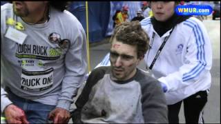 Rescuer helps seriously injured man