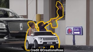 Little Kids Go Thru Drive-thru in Toy Car!