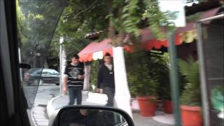 Driving inside the town of Sarande, Southwest Albania