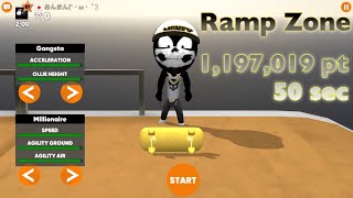 Stickman Skate Battle - 1 million score, Ramp Zone, Gangsta & Millionaire