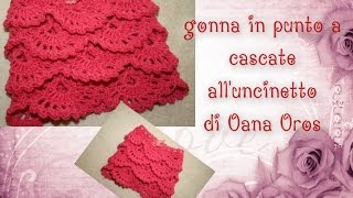 gonna con punto a cascata all'uncinetto